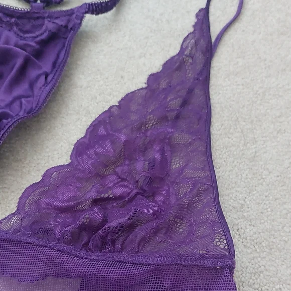 Victoria's Secret vintage Lingerie Purple Lace Chemise Set - Picture 2 of 5